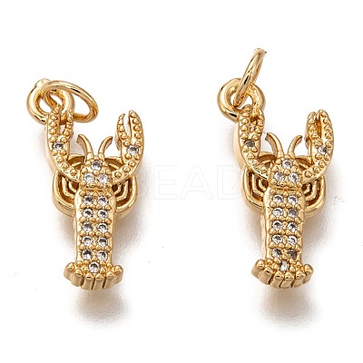 Brass Micro Pave Clear Cubic Zirconia Pendants ZIRC-B002-49-1