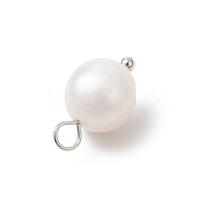 Natural Cultured Freshwater Pearl Round Charms PALLOY-JF04193-02-1