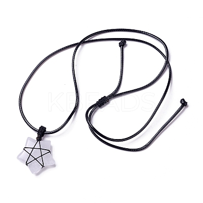 Adjustable Natural Quartz Crystal Star Pendant Necklace NJEW-B086-03H-1