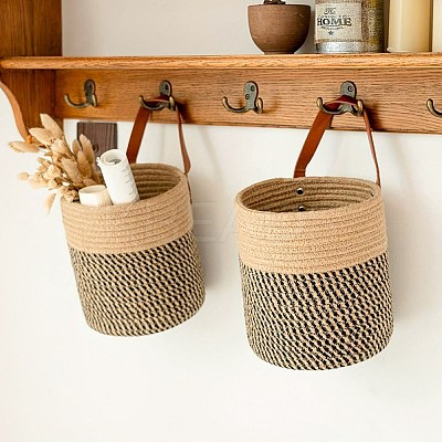 Woven Cotton Storage Baskets AJEW-WH20054-010C-1