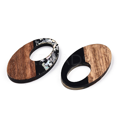 Opaque Resin & Walnut Wood Pendants RESI-N039-62C-1