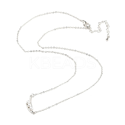 Pea Shaped Plastic Imitation Pearl Pendant Necklace with Brass Cable Chains LS-NJEW-F316-01P-1