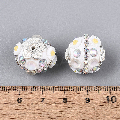 Handmade Polymer Clay Rhinestone Indonesia Beads CLAY-N015-01-1