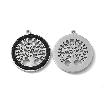 201 Stainless Steel Rhinestone Pendants STAS-J401-VC777-1