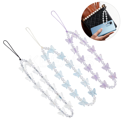 3Pcs 3 Colors Mobile Phone Straps AJEW-WR0001-48-1