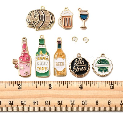 16Pcs 8 Styles Oktoberfest Alloy Enamel Pendants ENAM-FP0001-83-1