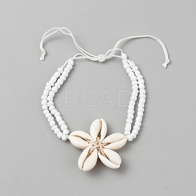 Shell Charm Bracelets BJEW-WH0041-33B-1
