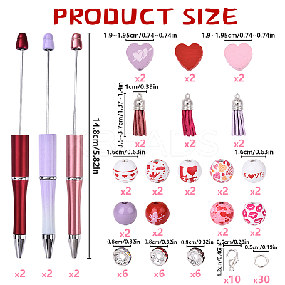 DIY Valentine's Day Personalized Beadable Pen Sets DIY-YW0012-95-1