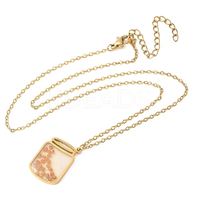 304 Stainless Steel Mustard Seed Faith Pendant Necklaces NJEW-Z063-04G-04-1