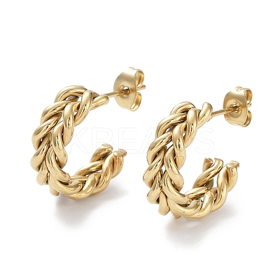 201 Stainless Steel Round Stud Earrings EJEW-D084-02G-1