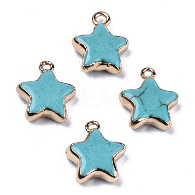 Star Synthetic Turquoise Pendants G-N326-69C-01-1