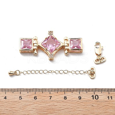 Brass & Cubic Zirconia & Glass Watch Band Clasps KK-G523-03G-02-1