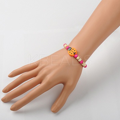 Stretchy Wood Bracelets for Kids X-BJEW-JB01265-1