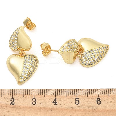 Rack Plating Brass Micro Pave Clear Cubic Zirconia Stud Earrings for Women EJEW-C125-21C-G-1