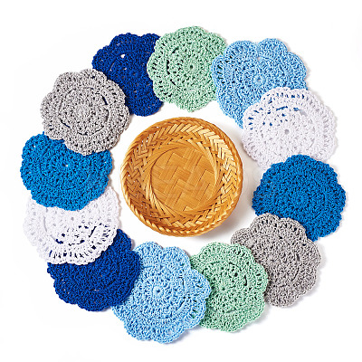 12Pcs 6 Colors Handmade Polyester Cotton Table Mats AJEW-MB0001-08-1