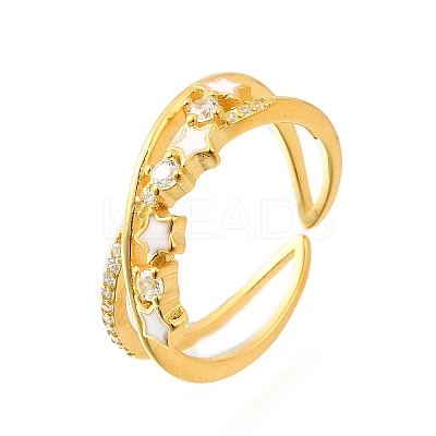 Star 925 Sterling Silver Cubic Zirconia Rings for Women RJEW-S631-01G-1