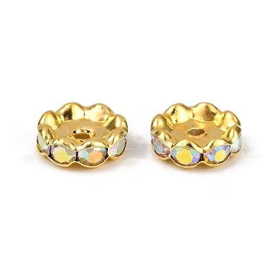 Brass Rhinestone Spacer Beads RB-A014-L12mm-28G-1