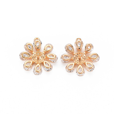 Brass Micro Pave Clear Cubic Zirconia Peg Bails Pendants KK-S364-026-1