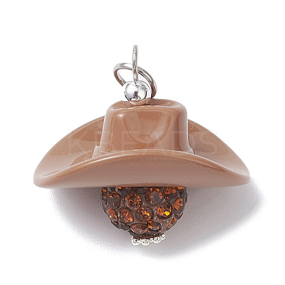Opaque Acrylic Beads and Polymer Clay Rhinestone Beads Pendants PALLOY-JF04610-1