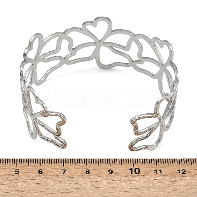 Hollow 304 Stainless Steel Cuff Bangles for Women BJEW-L709-03P-1