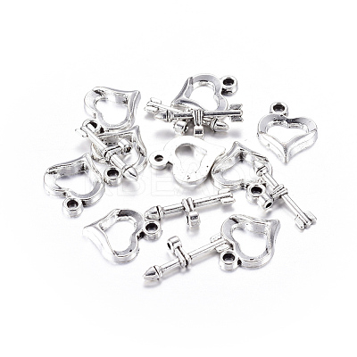 Tibetan Style Heart Toggle Clasps LF1109Y-1