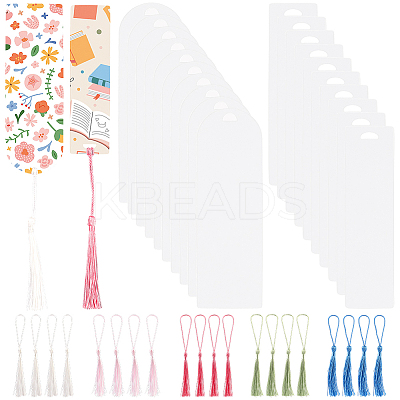 20Pcs Transparent Blank Acrylic Bookmarks Kits DIY-CP0012-45-1