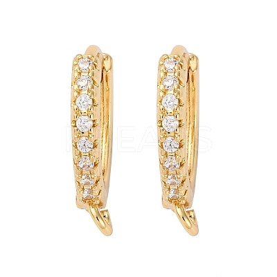 Brass Clear Cubic Zirconia Hoop Earring Findings KK-L242-27G-1