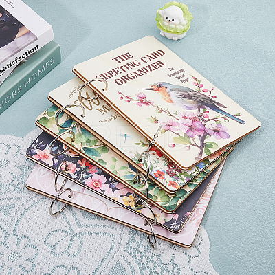 Wooden 2-Ring Loose Leaf Binder Postcard Phote Album Cover DIY-WH0547-048-1
