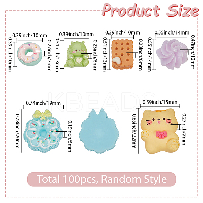 100Pcs Opaque Resin Cabochons CRES-SP0001-15-1