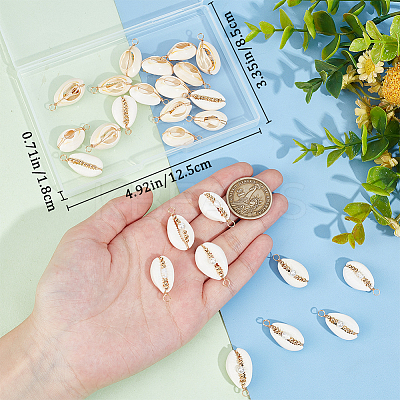 30Pcs 3 Styles Natural Cowrie Shell Copper Wire Wrapped Pendants FIND-BBC0001-76-1