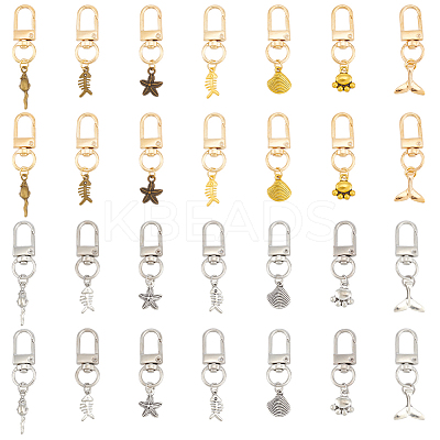 28Pcs 14 Styles Alloy Zipper Puller HJEW-OC00060-1