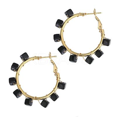 201 Stainless Steel Acrylic Hoop Earrings FS-WG443EA-01-1