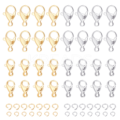 120Pcs 4 Style 304 Stainless Steel Lobster Claw Clasps STAS-UN0034-05-1