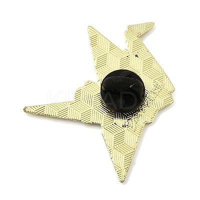 Paper Crane & Rose Flower Alloy Enamel Pin Backs for Clothes for Women JEWB-F043-02A-1