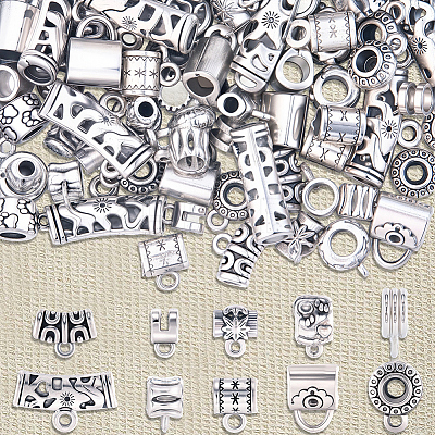 100Pcs 10 Styles Alloy Tube Bails TIBE-SC0002-27-1