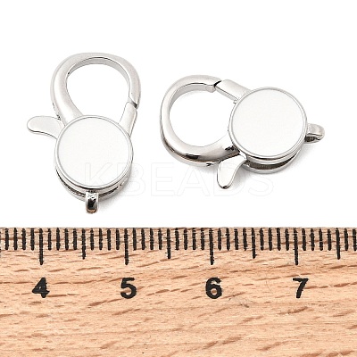 Flat Round Brass Enamel Lobster Claw Clasps KK-Z147-02P-B-1