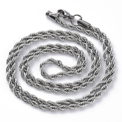 Non-Tarnish 304 Stainless Steel Rope Chain Necklaces for Men Women NJEW-T012-03-66-S-01-1