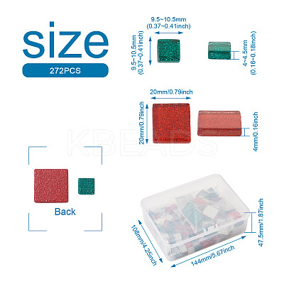 272Pcs 2 Style Square Transparent Glass Cabochons GLAA-EL0001-01C-1