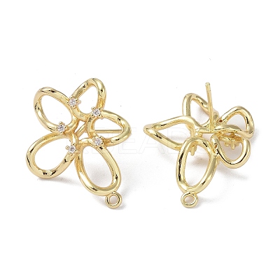 Brass Cubic Zirconia Stud Earring Findings KK-B087-12G-1