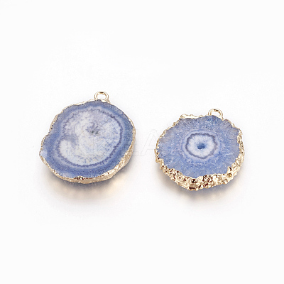 Natural Dyed Quartz Pendants G-P399-B08-1
