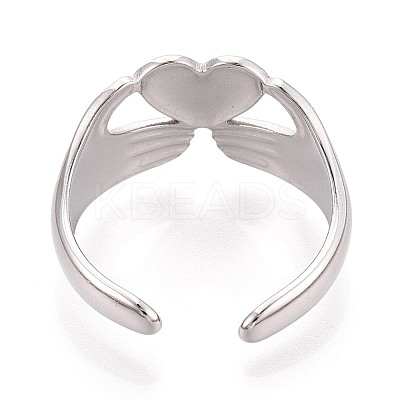 Adjustable 304 Stainless Steel Cuff Rings for Women RJEW-N052-11P-1