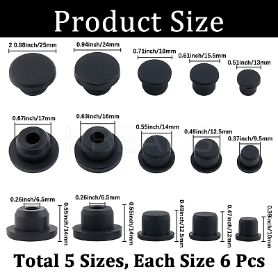 30Pcs 5 Styles Silicone Hole Plugs AJEW-GF0011-63F-1