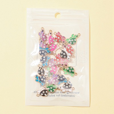 24Pcs 6 Colors Alloy Enamel Connector Charms ENAM-FS0001-60-1