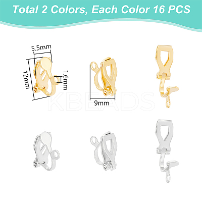 32Pcs 2 Colors Brass Clip-on Earring Findings KK-UN0001-87-1