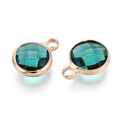 Golden Tone Brass Glass Charms GLAA-ZX008-24G-G-1