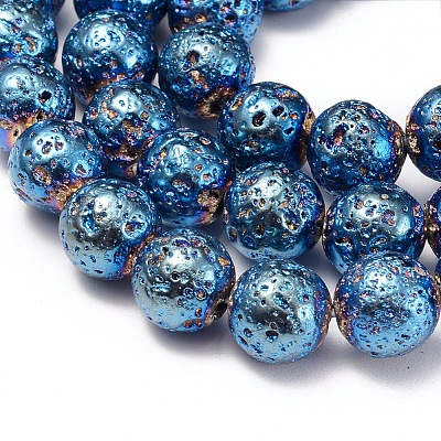 Electroplated Natural Lava Rock Beads Strands G-I260-11-1