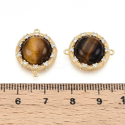 Natural Tiger Eye Connector Charms KK-N258-12G-1