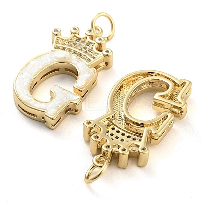 Brass Micro Pave Clear Cubic Zirconia Pendants KK-G498-01G-02-1