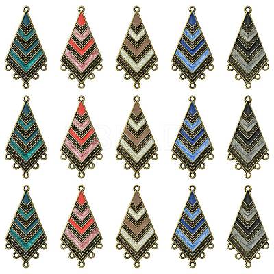 30Pcs 5 Colors Tibetan Style Alloy Enamel Chandelier Component Links ENAM-CJ0005-91-1