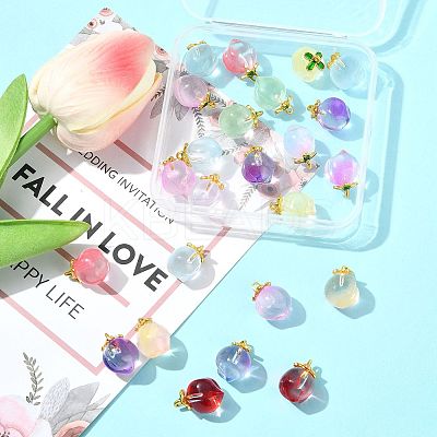 24Pcs 9 Colors Glass Pendants GLAA-FS0002-43-1